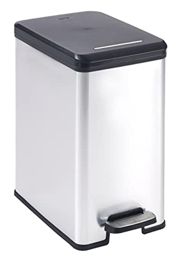CURVER DECO Bin SLIM 25L Abfalleimer, Plastik, schwarz/silber metallic, 39 x 25 x 45 cm 39 x 25 x 45
