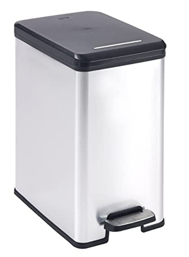 CURVER DECO Bin SLIM 25L Abfalleimer, Plastik, schwarz/silber metallic, 39 x 25 x 45 cm 39 x 25 x 45