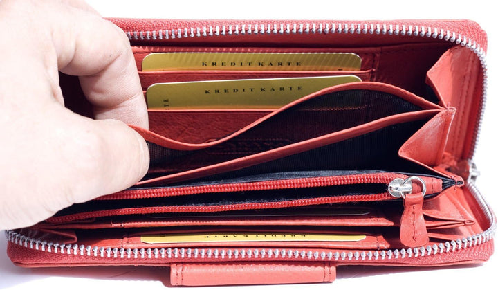 Damen Rotes Leder Brieftasche - Portemonnaie Kabana