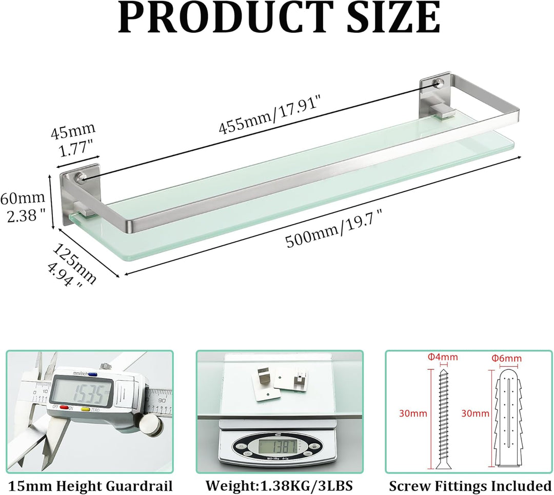 SAYAYO Duschablage Duschregal Edelstahl Glasregal Badezimmer Regal Gebürstet Shower Shelf Shampoo Ha