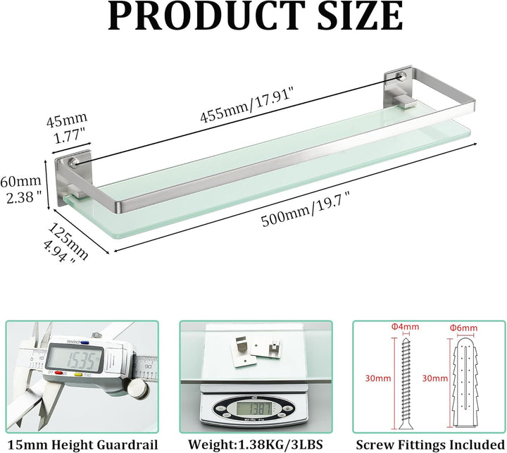 SAYAYO Duschablage Duschregal Edelstahl Glasregal Badezimmer Regal Gebürstet Shower Shelf Shampoo Ha