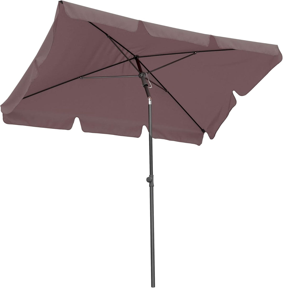 QUICK STAR Balkon Sonnenschirm 200x125cm Balkonschirm Rechteckig Knickbar Taupe Gartenschirm UV 50