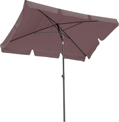 QUICK STAR Balkon Sonnenschirm 200x125cm Balkonschirm Rechteckig Knickbar Taupe Gartenschirm UV 50