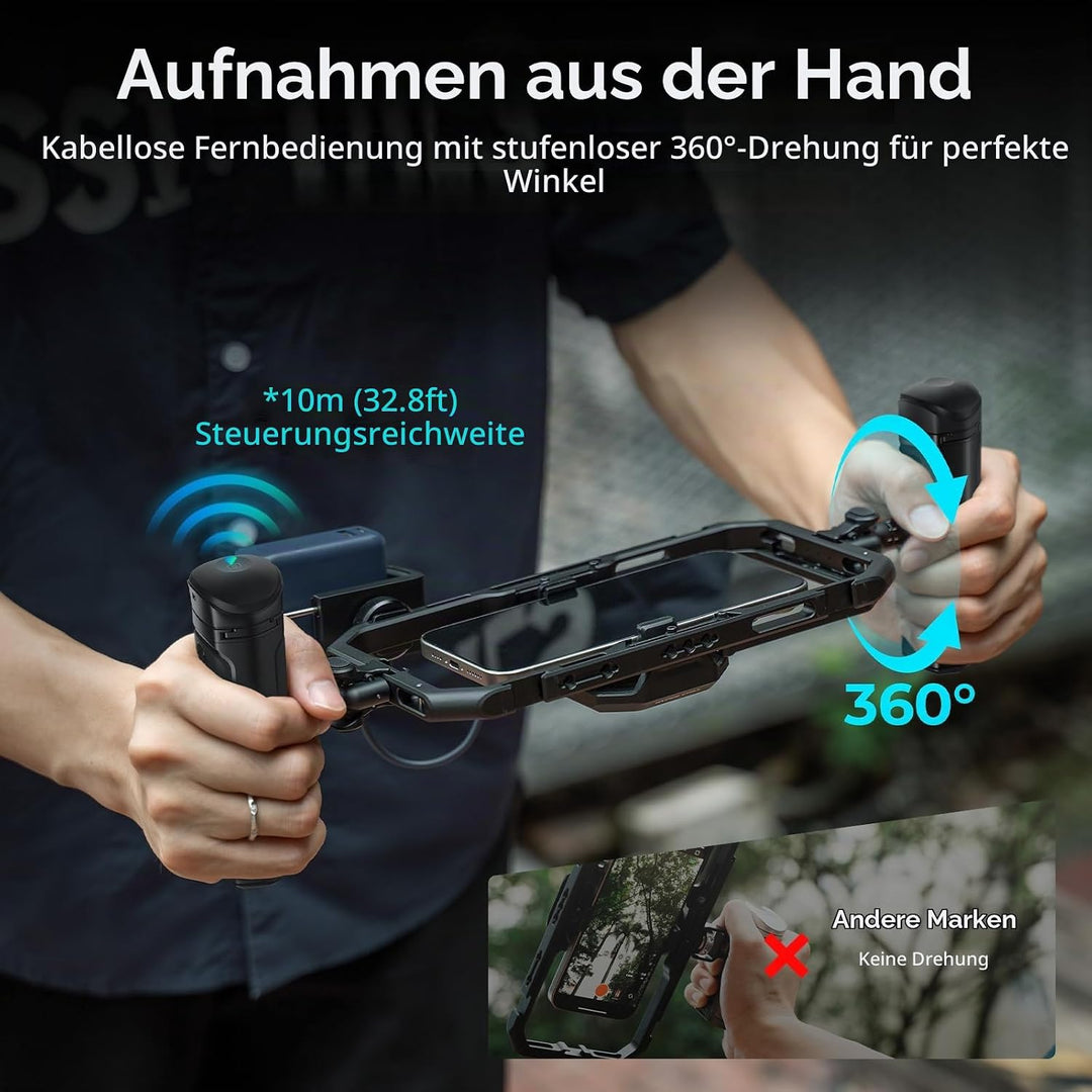 SMALLRIG All-in-One-Kühl-Handyhalterung mit Doppelgriff für iPhone/Android,15W-Aktivkühler, 4-in-1-U