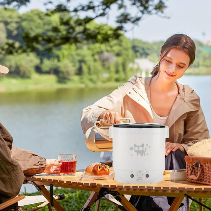 Mini Elektrischer Reiskocher für Auto, 12V, 100W, 1L Kapazität, USB-Anschluss, Tragbarer Dampfgarer