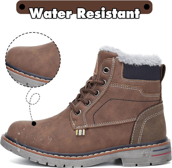 Mishansha Kinder Schnürstiefel Warme Gefüttert Winterschuhe für Jungen Mädchen Gr.24-38 24 EU Braun,