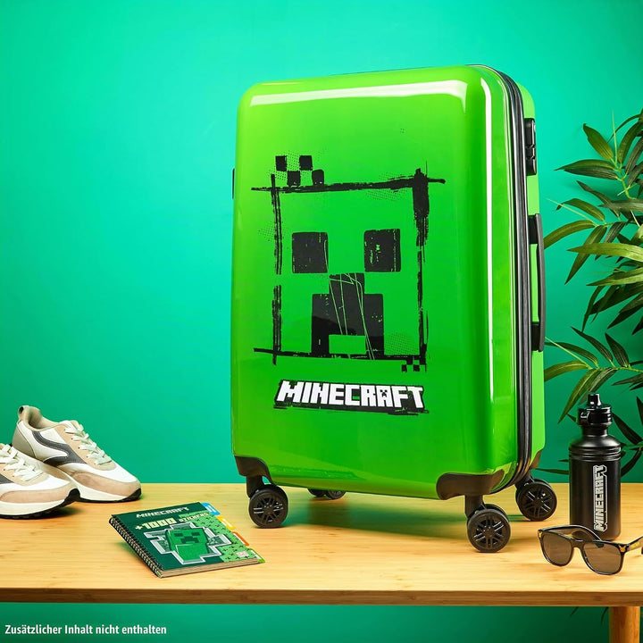 Minecraft Hartschalen Koffer Trolley Kinder Reisekoffer Leicht Reisetrolley 4 Rollen für Mädchen Jun