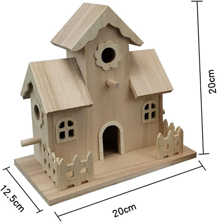 ANCLLO Handgefertigtes Vogelhaus, Vogelfreundlich, Heimdekoration - Handarbeit aus Natur-Holz für Ga
