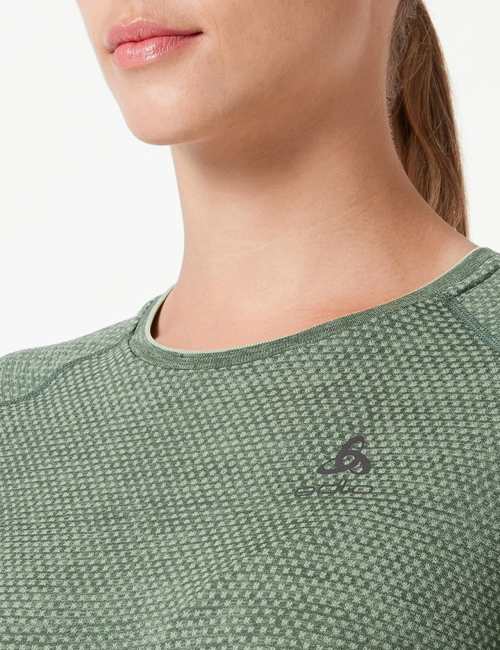 Odlo Damen Essentials Seamless_313941 Kurzarm Laufshirt (1er Pack) XS Loden Frost Melange, XS Loden