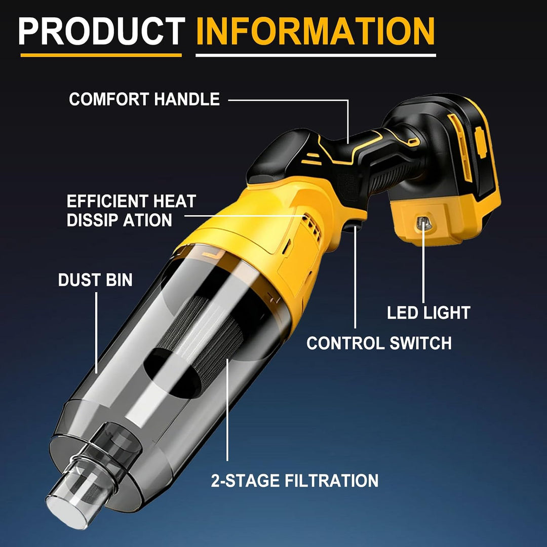 Akku Staubsauger kompatibel mit Dewalt 18V 20V,22000Pa Tragbar Handstaubsauger mit 4 Düsen und 600ml