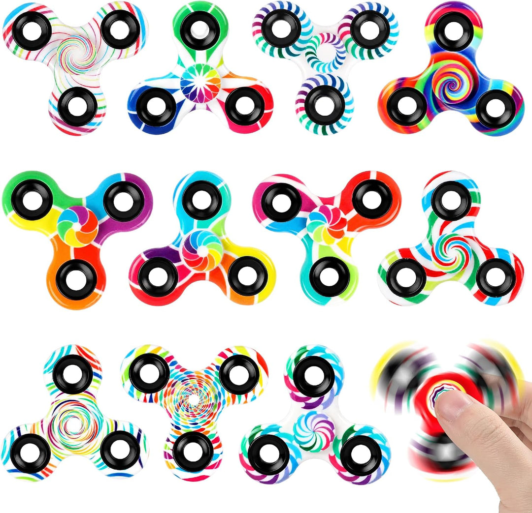 SCIONE 12er Pack Fidget Spinner Geometrisch (6,3 cm), Moderne Fingerkreisel für Konzentration &amp; Ruhe