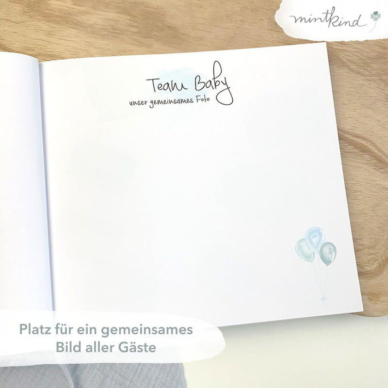 mintkind® Gästebuch "Meine Babyparty" Blau I Babyparty Geschenk Junge & Mädchen I Baby Shower & Baby