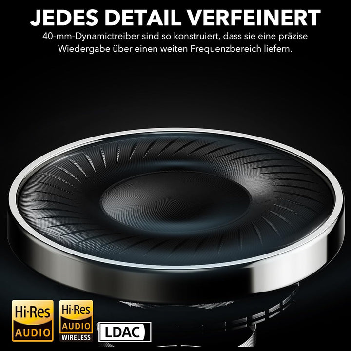 1Mii AI Y8+ Hybrid Active Noise Cancelling Kabellose Bluetooth 6.0 Kopfhörer, LDAC Hi-Res Audio, 100