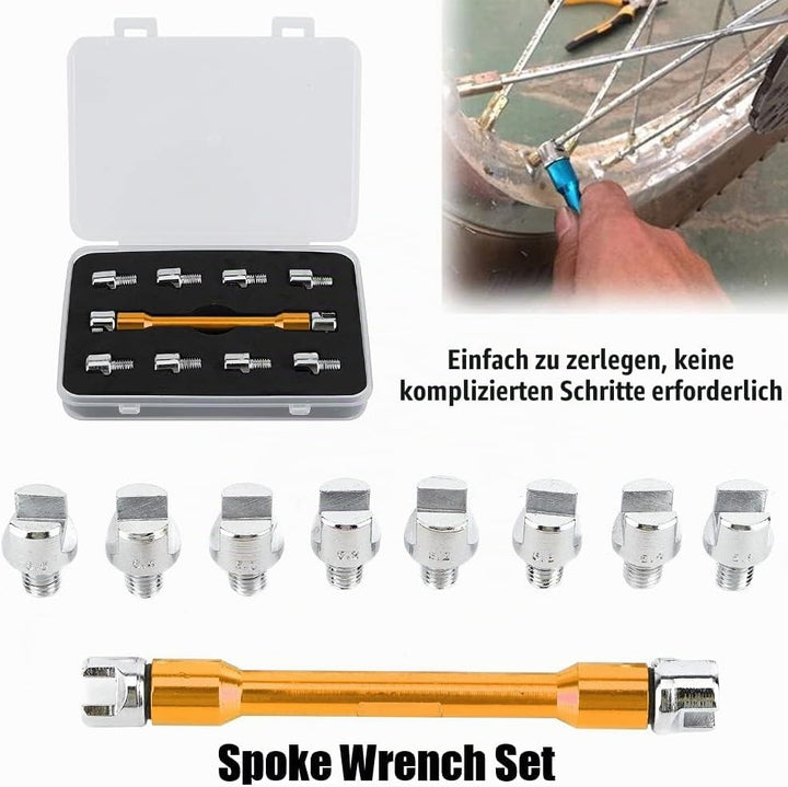 Qiilu Motorrad Speichenschlüssel, Motorrad Speichen Schlüssel CNC Schraubenschlüssel Set 5,0-6,8 Län