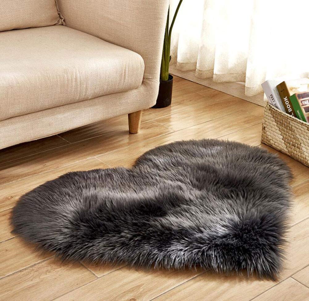 Faux Lammfell Teppich Kunstfell Matte Sofa-Deco 29 (Dark Grau, 70 * 90) 70*90CM Dark Grey, 70*90CM D