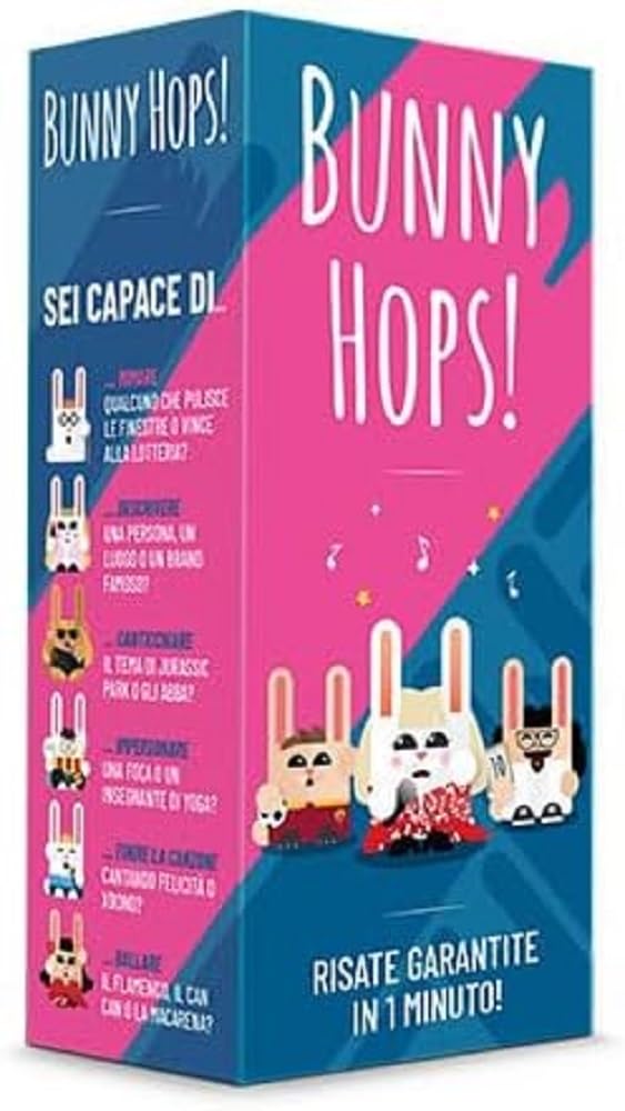 Asmodee Bunny Hops, Brettspiel, Partyspiel, 4-16 Spieler, ab 14 Jahren, italienische Ausgabe