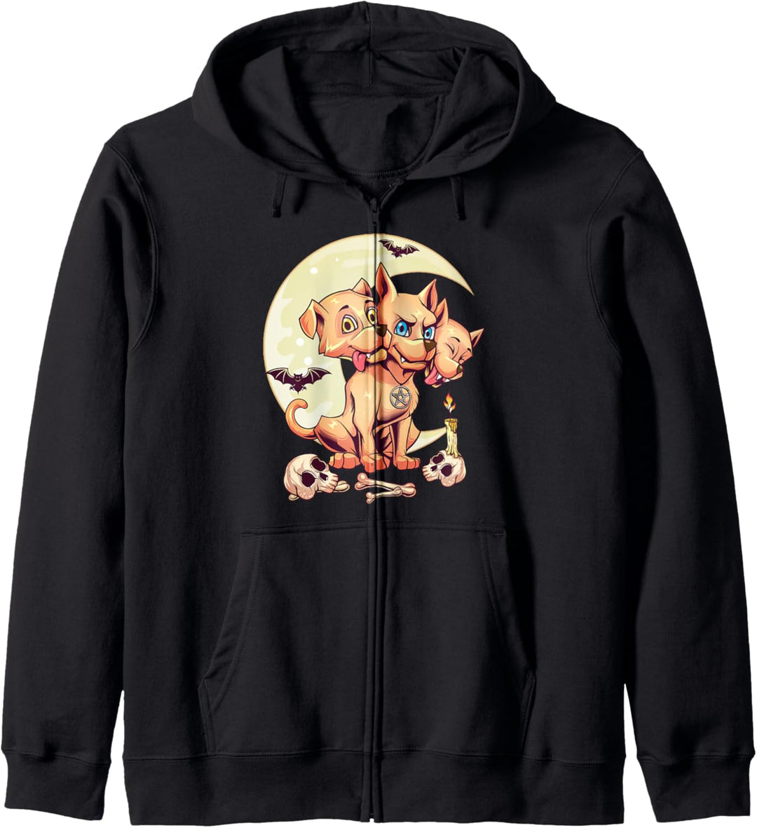 Kawaii Pastel Goth Cute Creepy 3 Headed Dog Menhera Nu Goth Kapuzenjacke