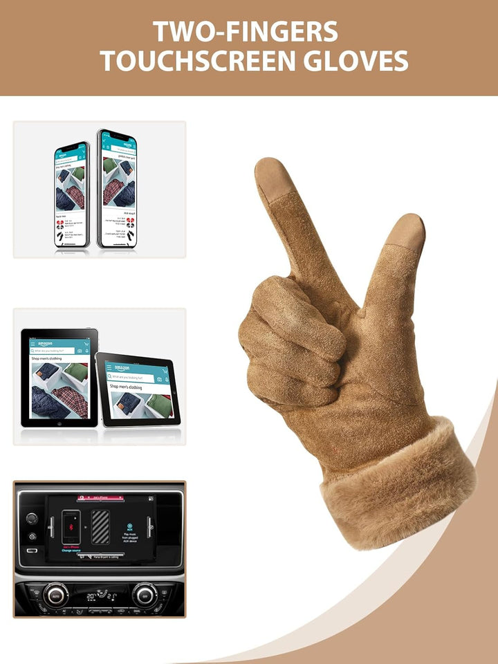 vislivin Handschuhe Damen Winter Warm Handschuhe Touchscreen Handschuh mit Gefütterte S Braun, S Bra