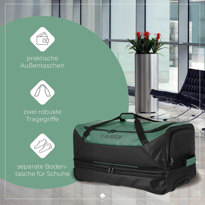 Travelite Trolley Reisetasche mit Rollen aus wasserabweisendem Material, Basics Weichgepäck Rolltasc