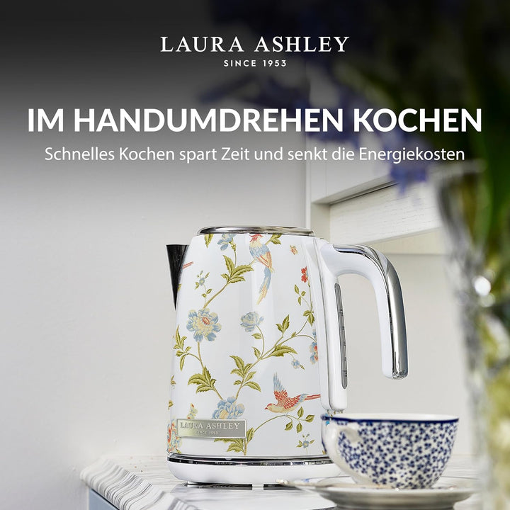 Laura Ashley Elveden Weiss Kabelloser Elektrischer Wasserkocher von VQ. Edelstahl-Wasserkocher 1.7 L