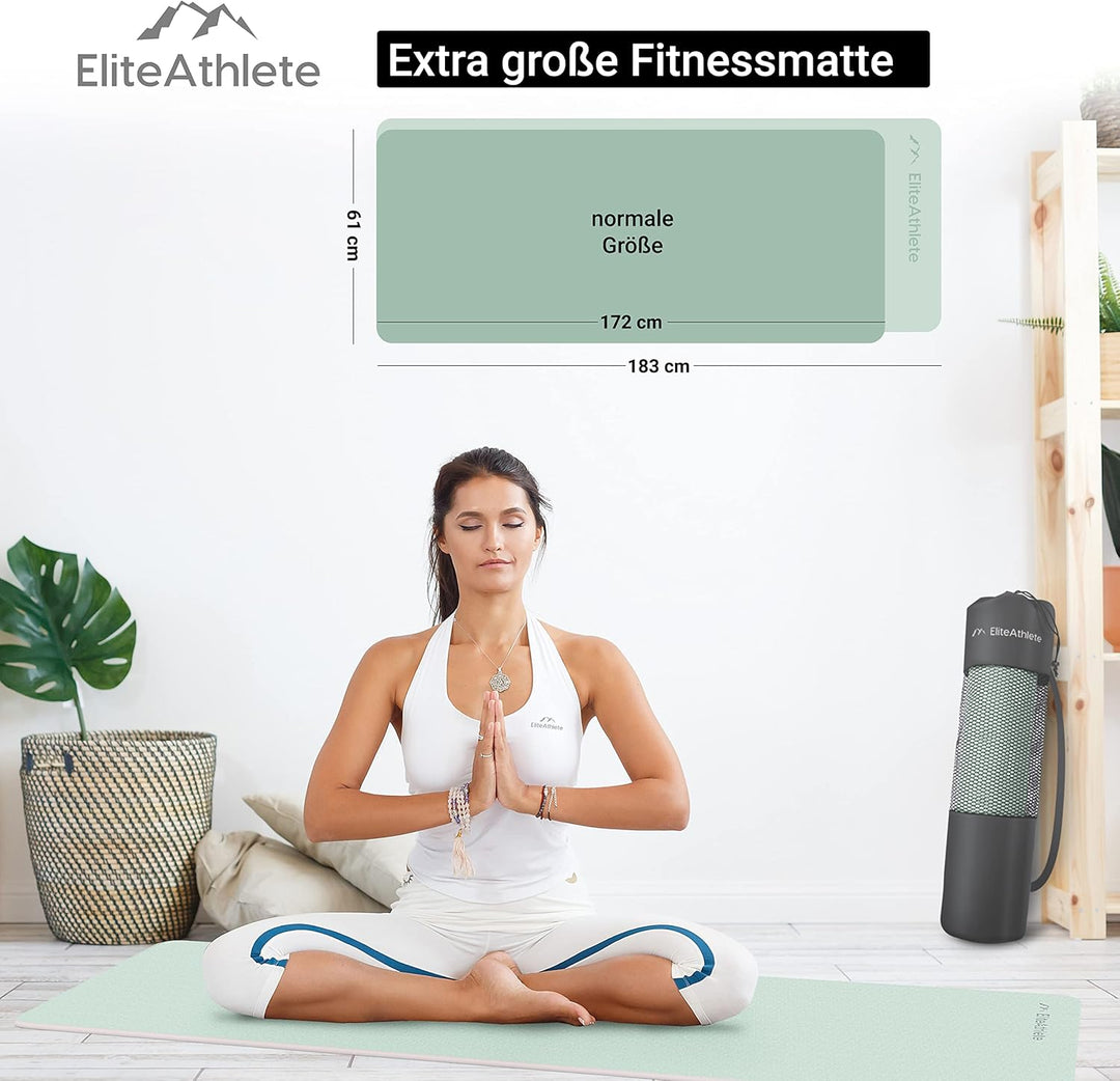 EliteAthlete Yogamatte - Sportmatte - Fitnessmatte - Gymnastikmatte gepolstert &amp; rutschfest für Fitn