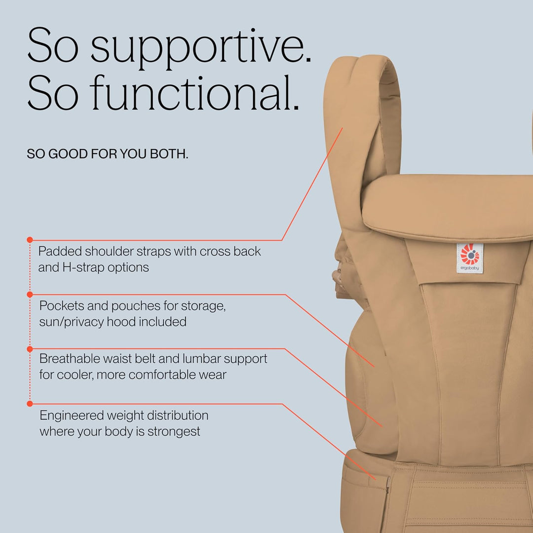 Ergobaby Omni Deluxe All-in-One Babytrage für Neugeborene ab Geburt bis 20kg, Ergonomische 4-Positio