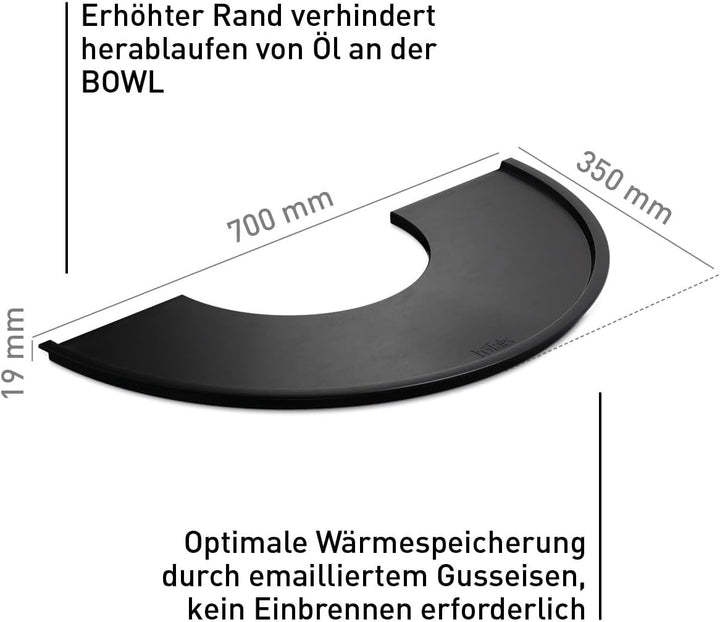 höfats - Bowl 70 Plancha Set tief - raucharme Verbrennung - Feuerstelle und Plancha Grill - kippbare