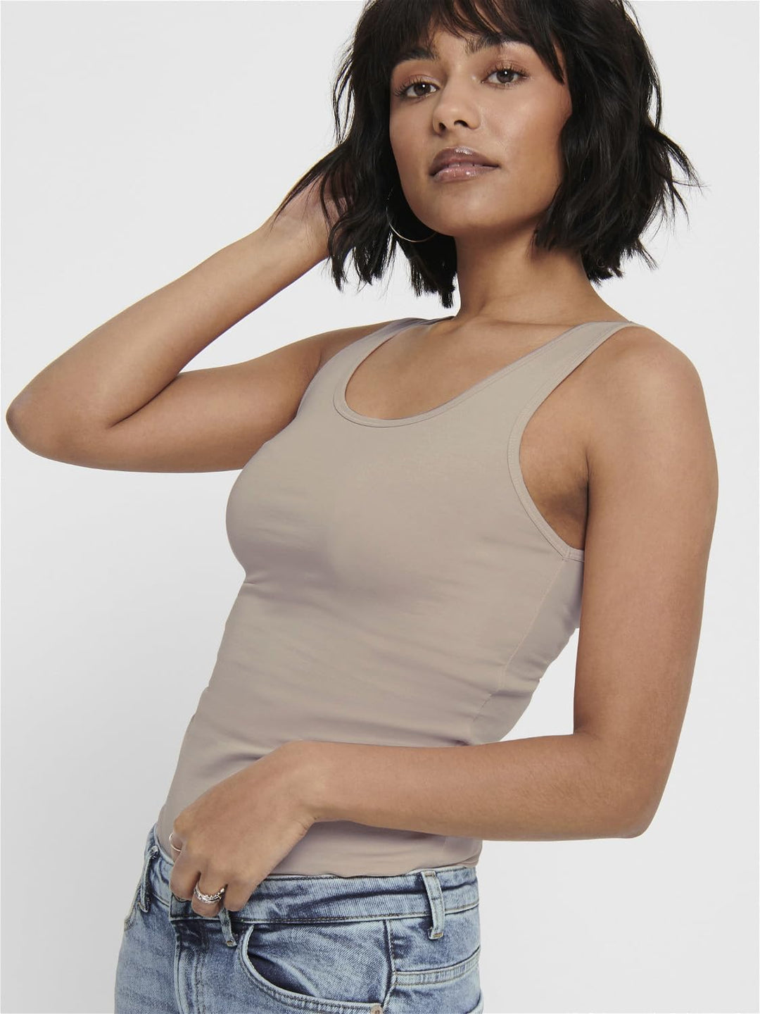 ONLY Damen Onllive Love Long Tank Noos Top S 3er Pack (Lightest Sky, Brandied Apricot, Chateau Grey)