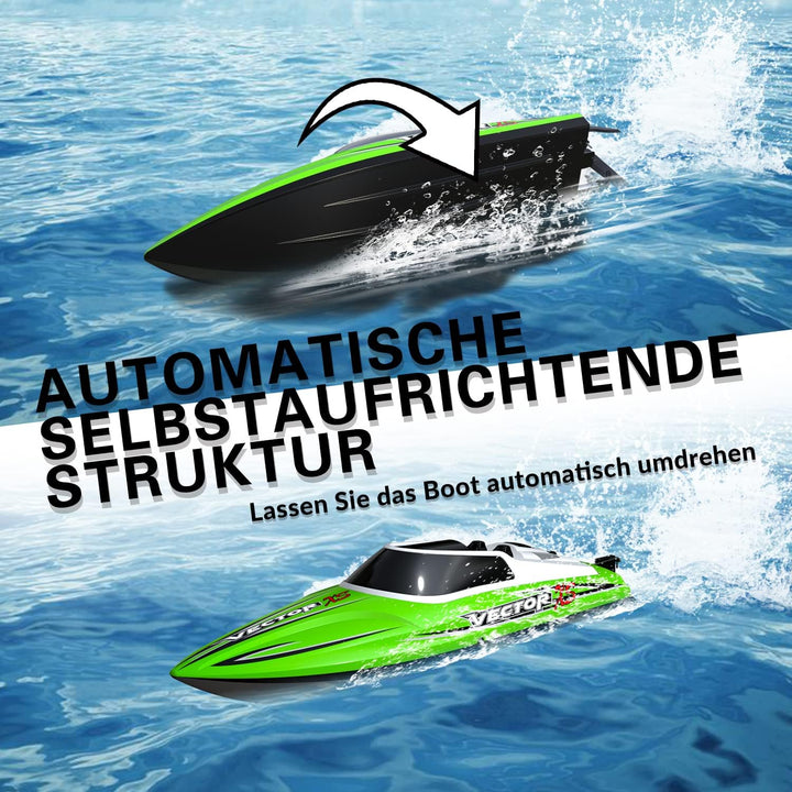 Ferngesteuertes Boot Vector XS, RC Boot RC Boat 20 KM/H, 2,4-GHz Rennboote, 2 wiederaufladbare Batte
