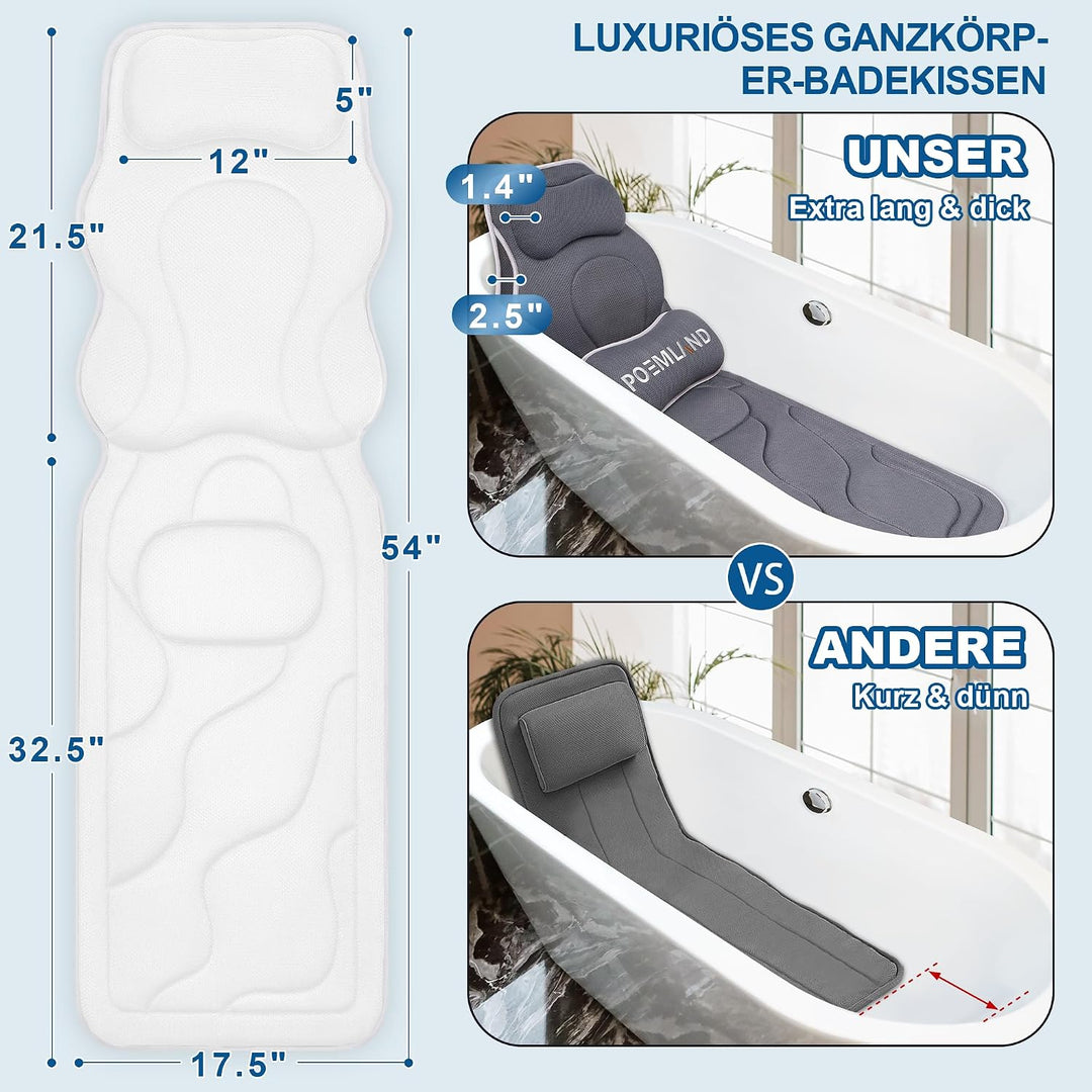 Poemland Luxus Dicke, volle Körper Badewannenkissen Mat &amp; Cushion für Badewanne Kopfstütze Hals Schu