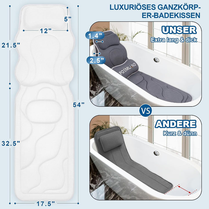 Poemland Luxus Dicke, volle Körper Badewannenkissen Mat &amp; Cushion für Badewanne Kopfstütze Hals Schu