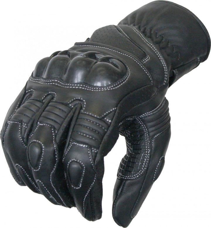 German Wear Motorradhandschuhe Motorrad Biker Lederhandschuhe Schwarz (7=s), 7=s