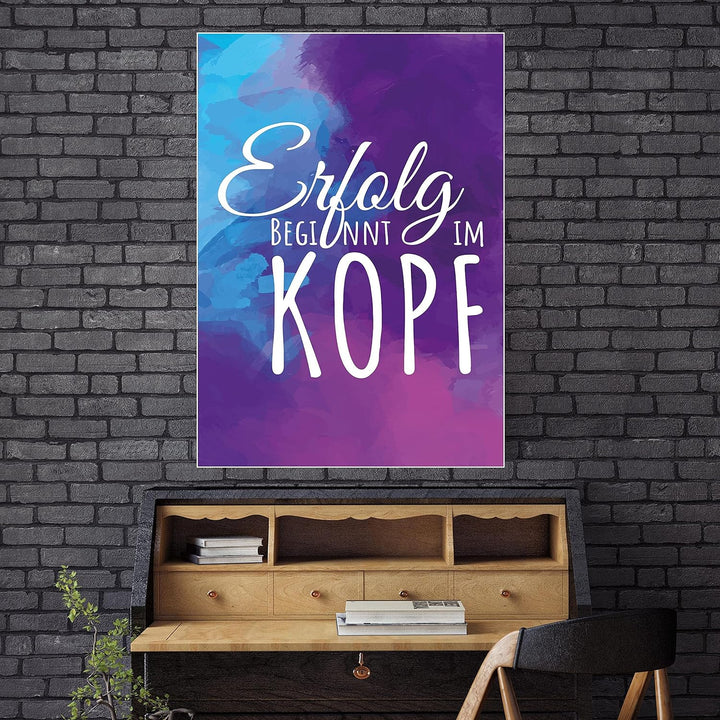 wandmotiv24 Poster als Wanddeko, Grösse Din A0, Erfolg beginnt im Kopf, Pastell, Moderne Wanddeko, W