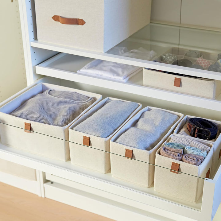 LOVE IT STORE IT Premium Aufbewahrungskorb 5-teilig - Schrank Organizer aus Leinen-Baumwoll-Mix - Ve