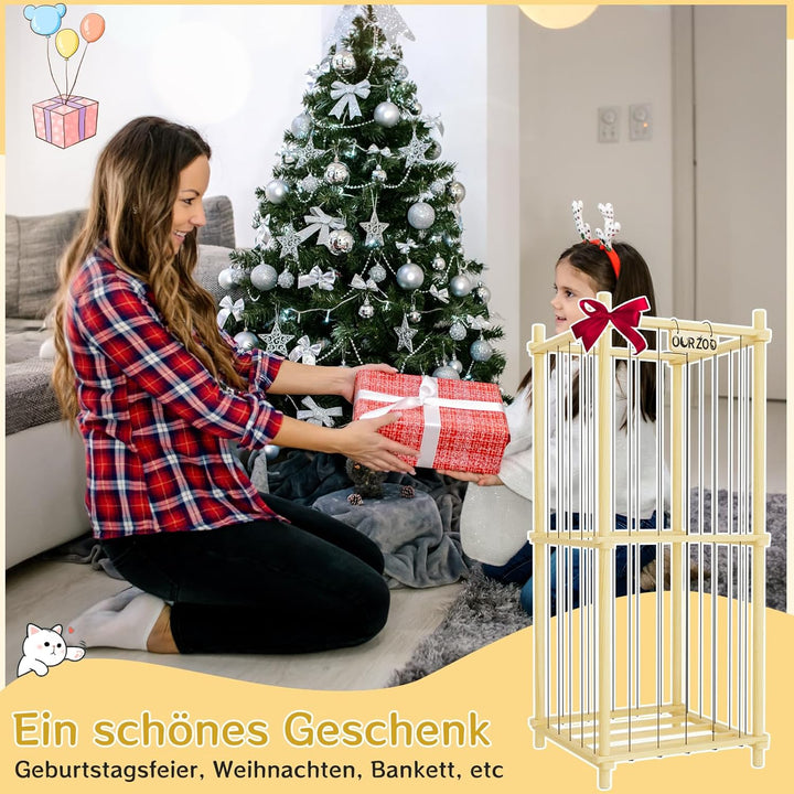Kuscheltier Aufbewahrung Kinderzimmer, 122*53CM Holz Kinder Spielzeug Regal für Kuscheltiere, Stofft