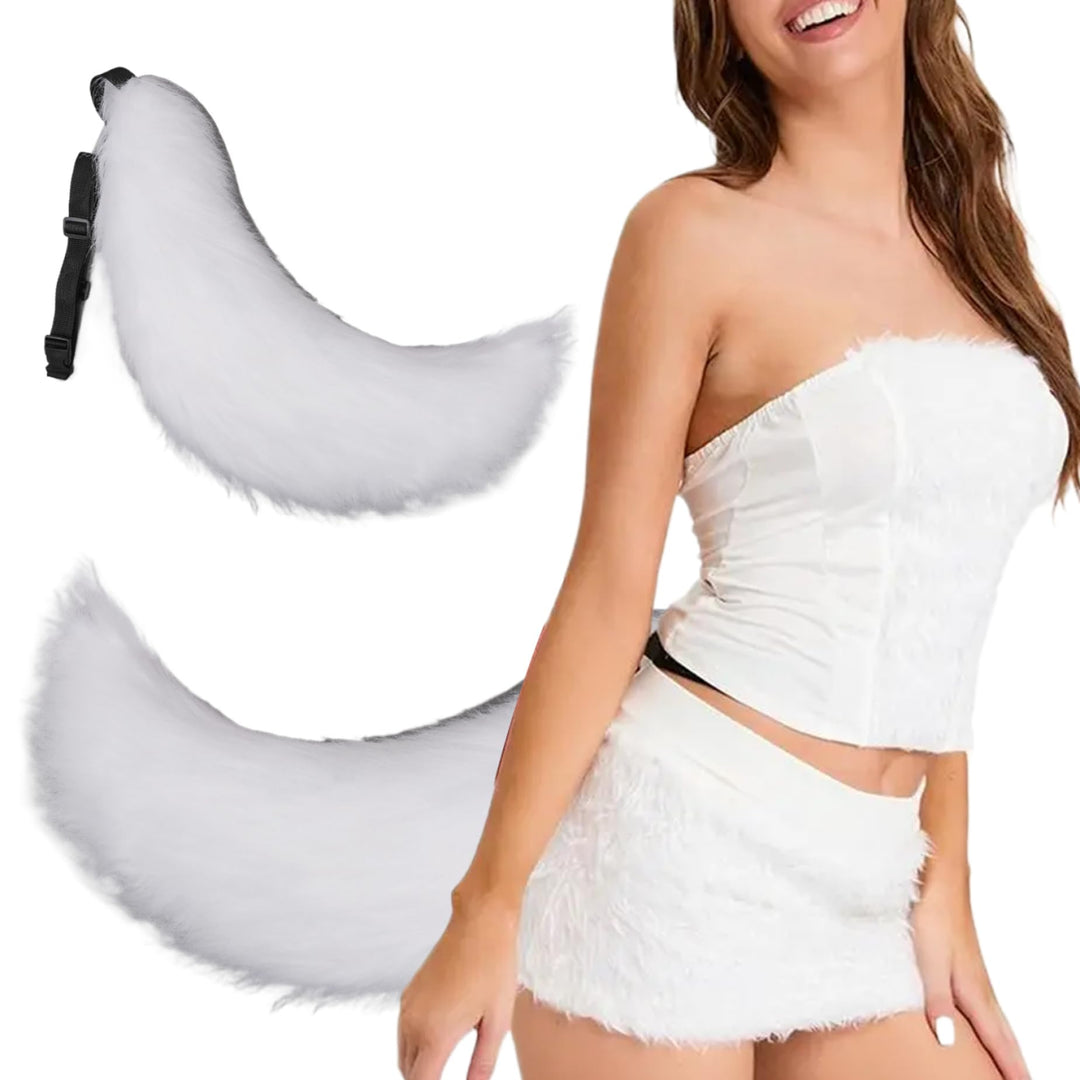 Therian Tail Therian Tail 27in Halloween Pelry Tail mit Gürtel Design Kunstpelz Wolf Schwanz für erw