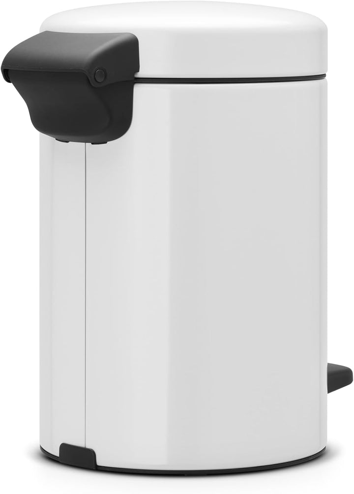 Brabantia 112126 Treteimer mit Inneneimer aus Kunststoff, stahl, Weiss, 3 Liter, Weiss 3 Liter White
