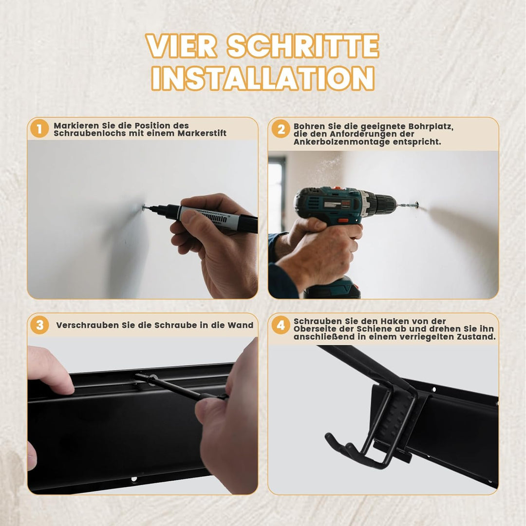 Besenhalterung Wand, Garagen Wand Management Aufbewahrungsregal, Robuste Edelstahlhalterung mit 12 H