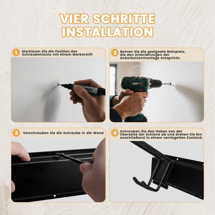 Besenhalterung Wand, Garagen Wand Management Aufbewahrungsregal, Robuste Edelstahlhalterung mit 12 H