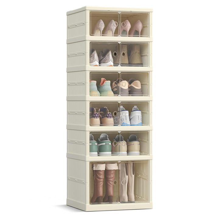 SONGMICS Schuhschrank, schmal, faltbar, Schuhregal, Organizer, transparente Tür, für 12 Paar, für St
