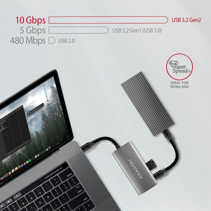 Axagon HMC-4G2 hub & concentrateur USB 3.2 Gen 2 (3.1 Gen 2) Type-C 10000 Mbit/s