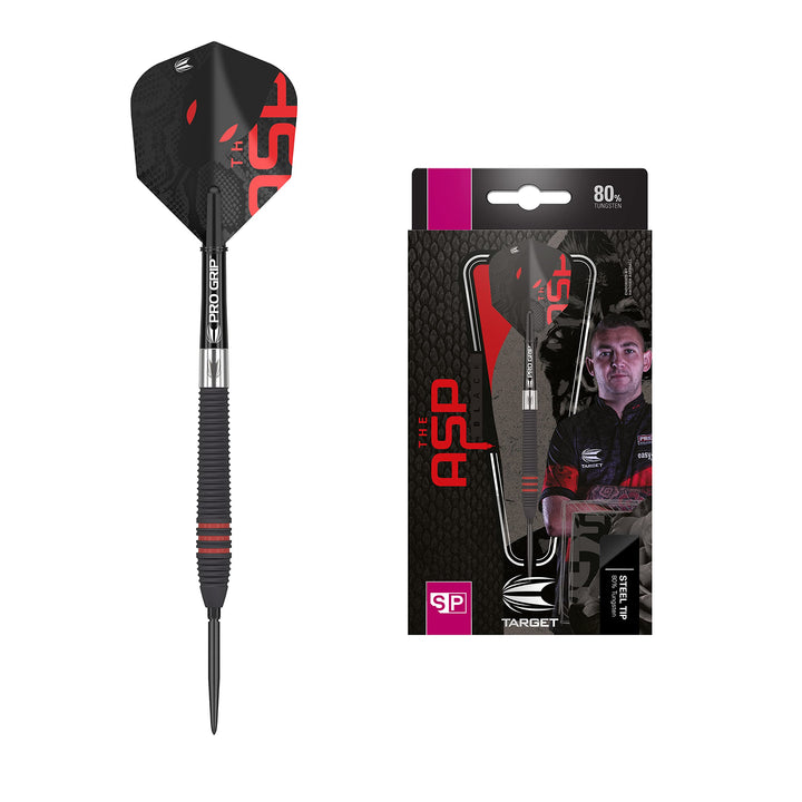 Target Darts Nathan Aspinall Die Asp Schwarz 80% Wolfram Schweizer Punkt Stahlspitze Darts Set 24 g,