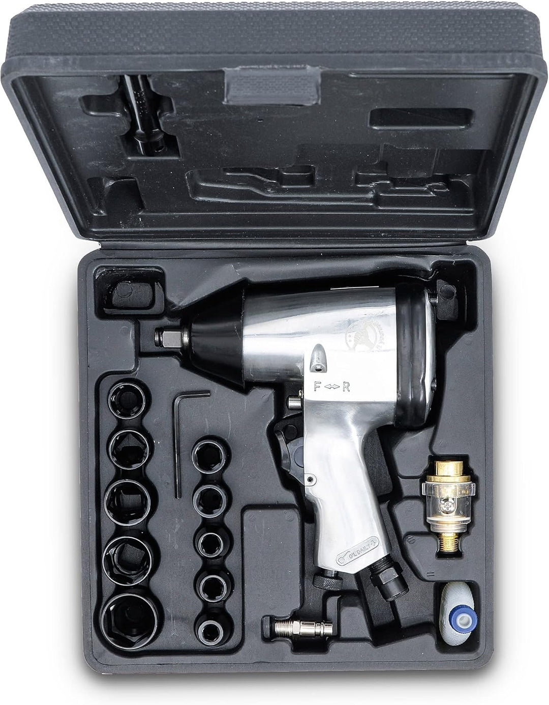 BGS Diy 3211 | Druckluft-Schlagschrauber mit Werkzeugsatz | 12,5 mm (1/2") | 312 Nm | 16-tlg.