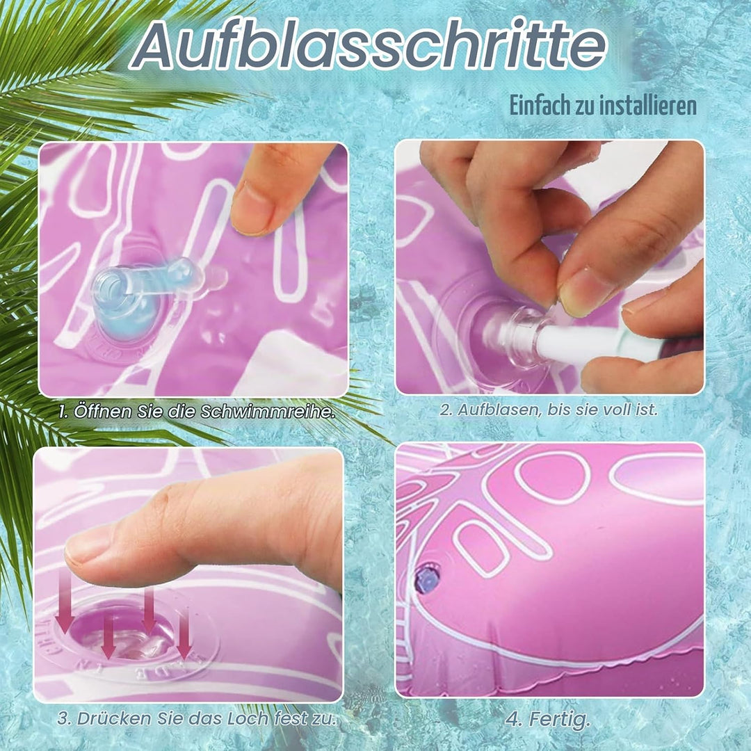 Aufblasbare Pool-Flösse – Aufblasbare Luftmatratze Pool in Pink, Schwimmende Matte mit Kopfstütze fü