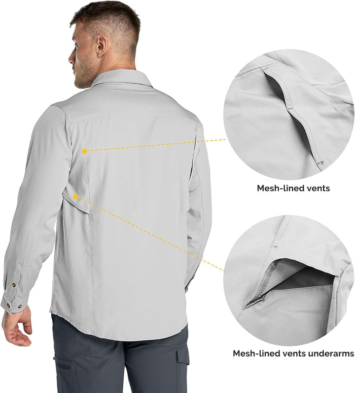 Outdoor Ventures Hemd Herren Freizeithemd Langarm Outdoor Shirt Atmungsaktive Schnell Trocknende Fun