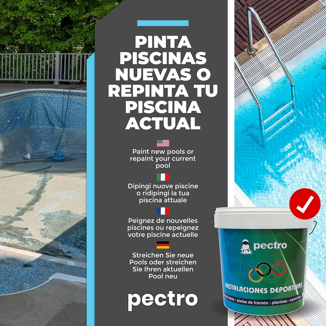 PECTRO Schwimmbadfarbe für Becken 4L Ozeanblaue farbe - Beton Poolfarbe für Zement-, Faser- und Poly