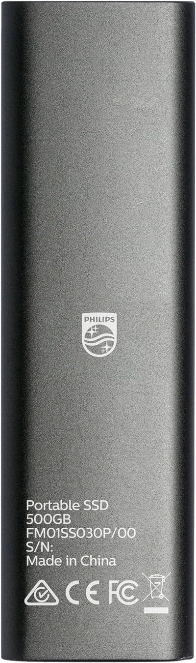 Philips Draagbaar Externe SSD 500 GB- Ultra Slanke SATA Ultra Speed USB- C - USB, snelheid tot 540 M