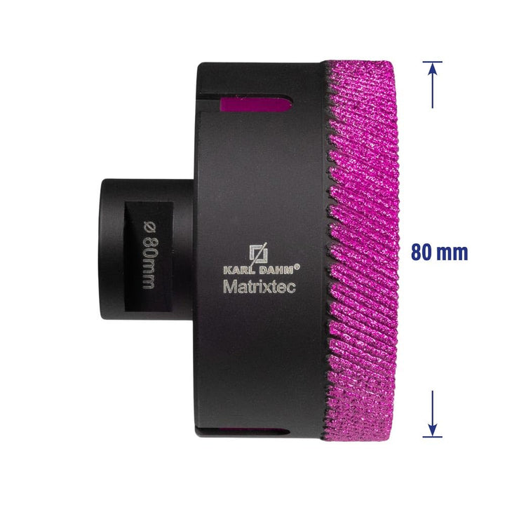Karl Dahm MATRIXTEC Diamant-Trockenbohrkrone Ø 80 mm I Fliesenbohrer für Feinsteinzeug, Fliesen & Na