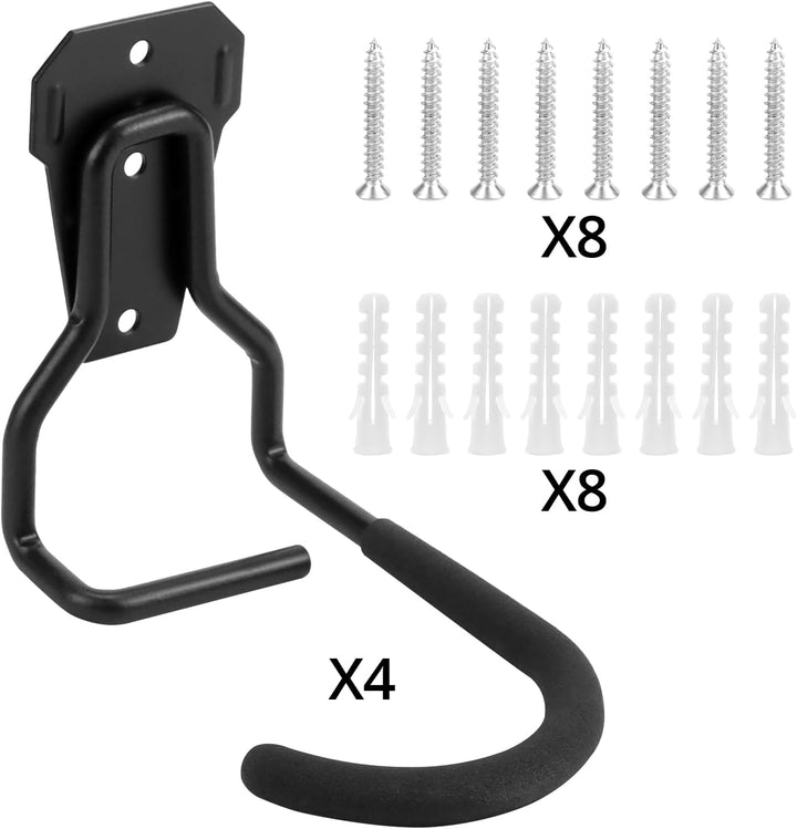QWORK® 4er Set Fahrradhalter Wandhalterung - EVA-Gummi-Schutz, bis zu 35 kg Tragfähigkeit, Platzspar