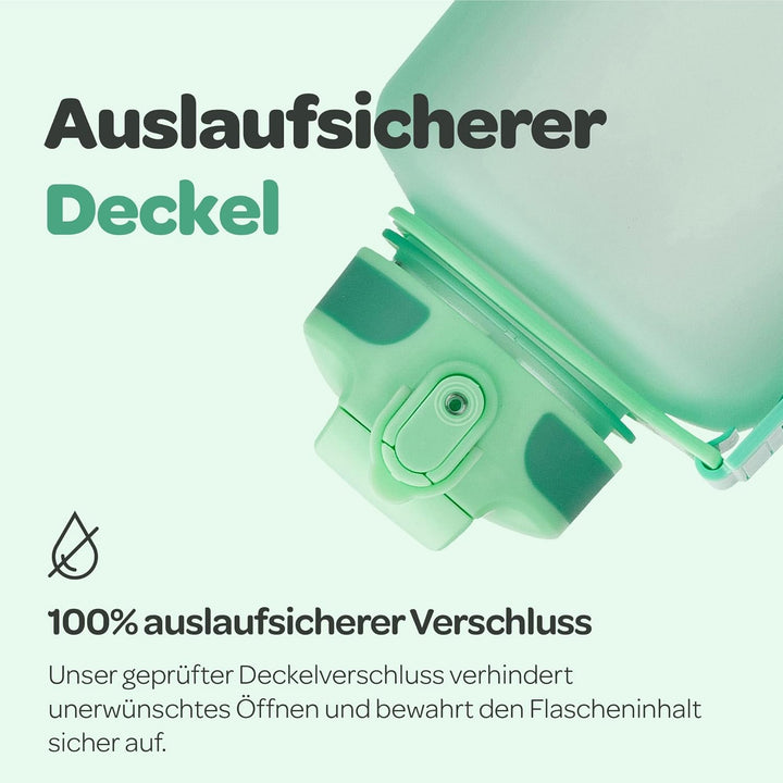 Hydracy Trinkflasche mit Strohhalm und Zeitmarkierung - 2L Wasserflasche - BPA-freie Trinkflasche -